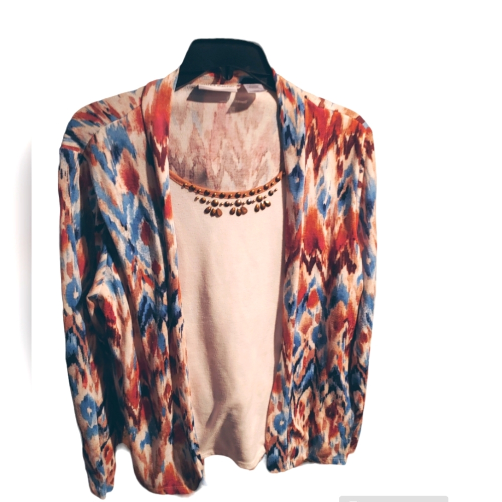 Alfred Dinner Faux 2 Piece Cardigan/Shell Set, Size PXL